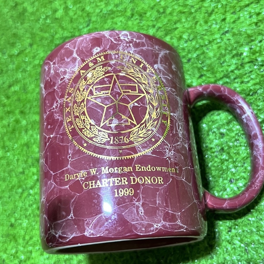 Vintage Texas A&M Coffee Mug Maroon Gold Aggie Seal 1999 Charter Donor Cup 12oz